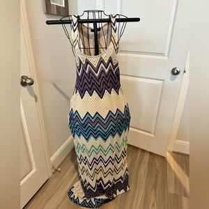 Sanctuary Maxi Dress Womens Size S Multicolor Chevron Stripe Lace Lined Casual